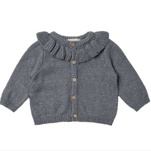 Quincy Mae Charcoal Ruffle Collar Sweater